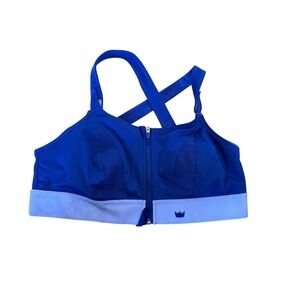 SHEFIT Ultimate Sports Bra Blue High Impact Zip Front Size 2Luxe 110002